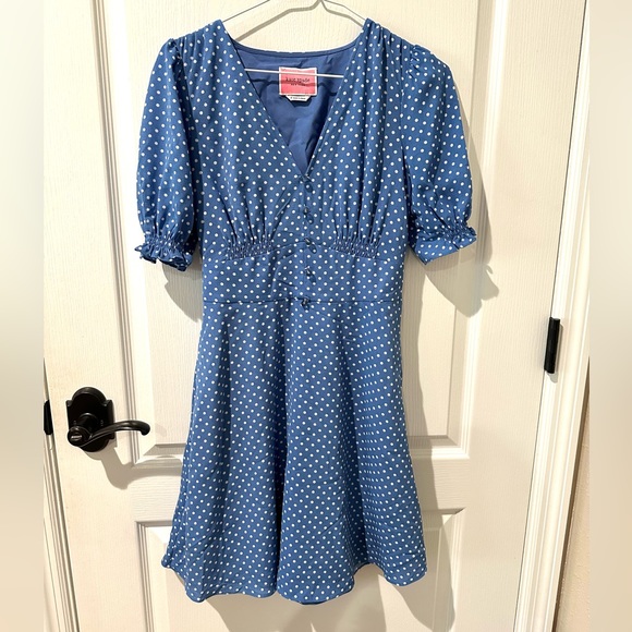 Kate Spade Cornflower Blue Tea Garden Toss Poplin Fit and Flare Dress - Picture 5 of 16